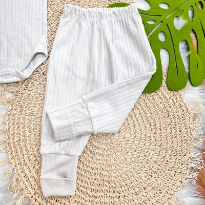 Conj. Body m/longa e Calça canelada - Areia